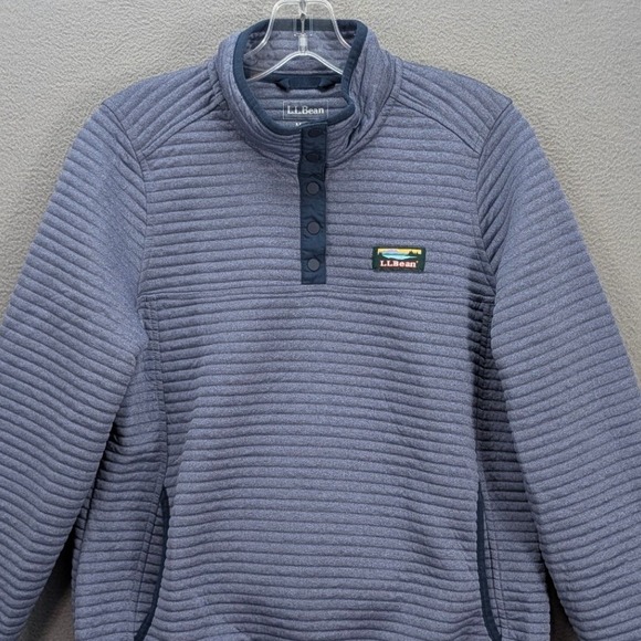 LL Bean Airlight Knit Sweater Womens M Pet Pullover Fleece Snap Button Mock Neck - Picture 4 of 10